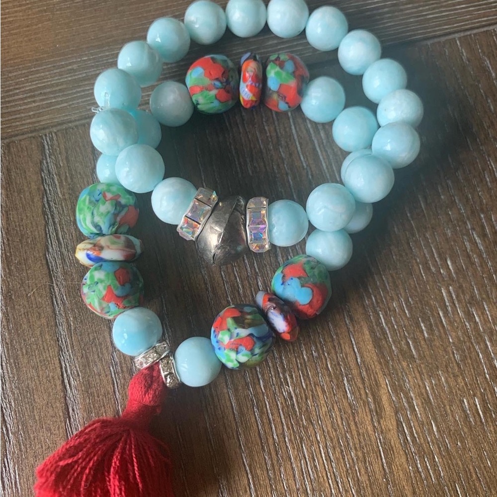 Hemimorphite 10mm Bracelet Stack - image 3